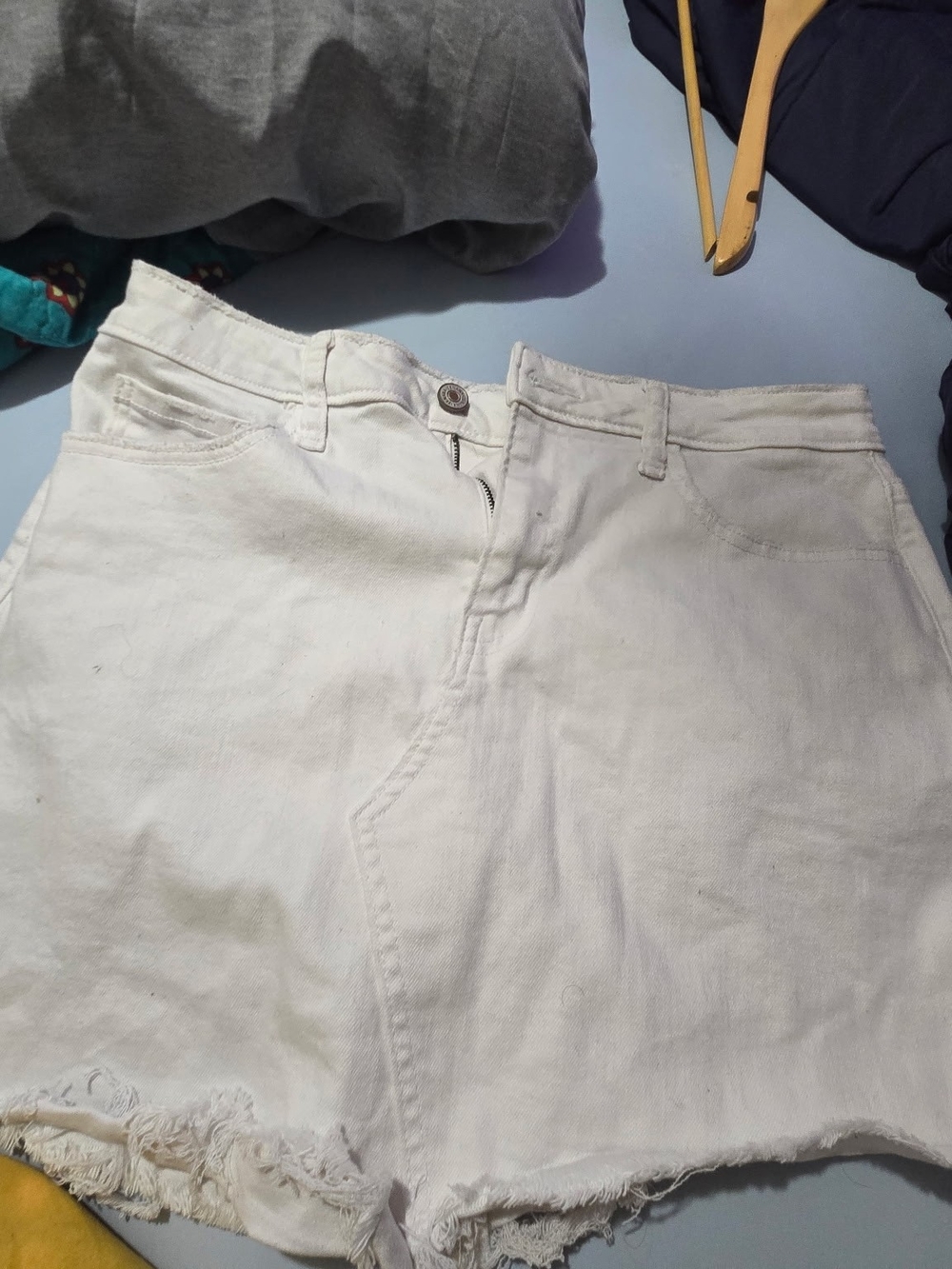 Zenana Cream Denim Mini Skirt